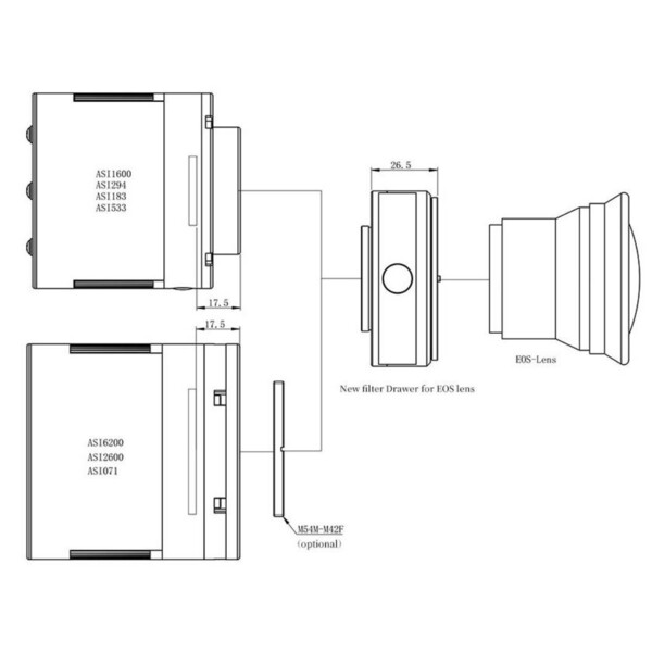 Pierro Astro Adaptoare Canon EOS - T2 cu suport pentru filtru ZWO