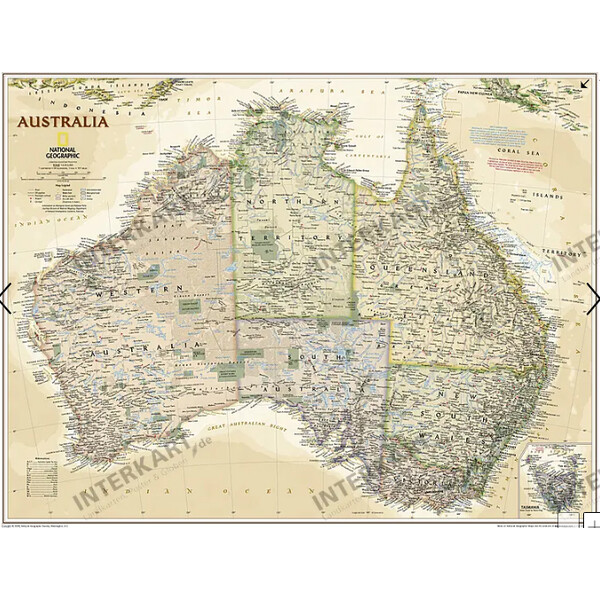 National Geographic Hartă continentală Australia (77 x 69 cm)
