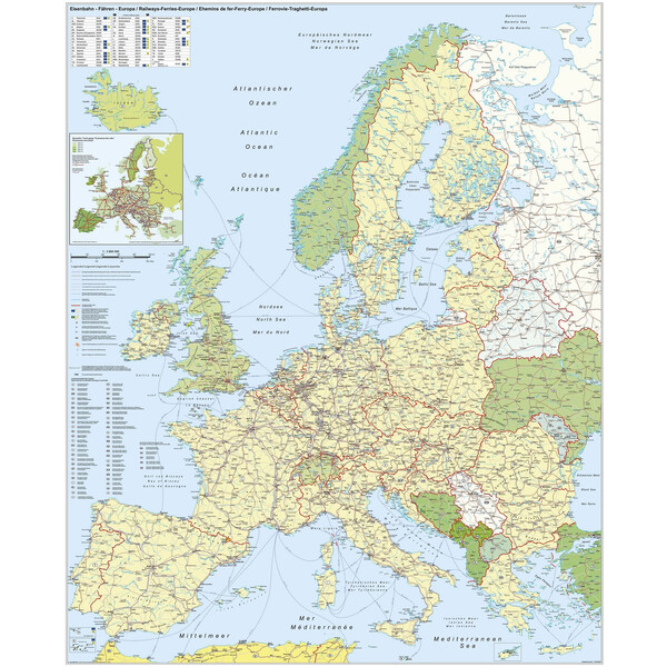 Stiefel Hartă continentală Europa: Eisenbahn und Fähren