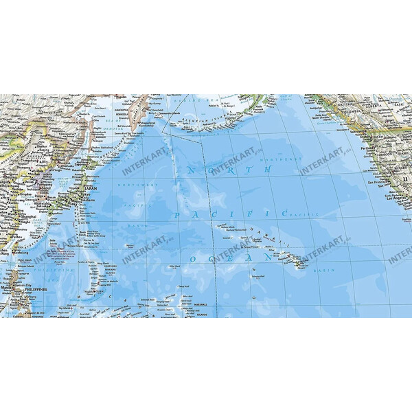 National Geographic Harta lumii clasică centrată pe Pacific
