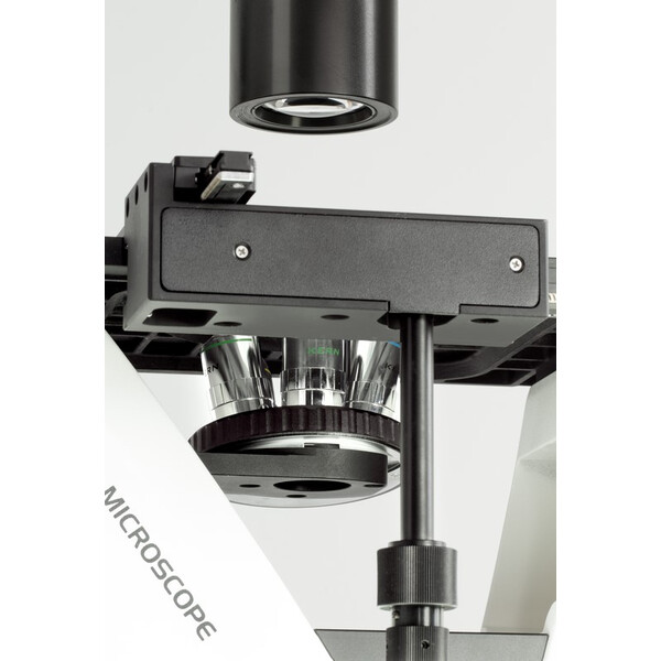 Kern Microscop inversat OCM 166, FL, PH, trino, invers, N.A. 0,3 Condensator fix, 10x-40x, 30W LED, Al, 100W HBO, Dl