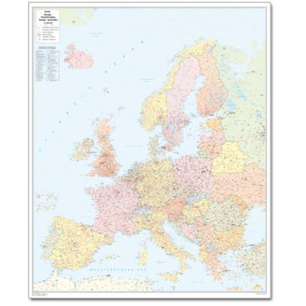 Bacher Verlag Hartă continentală Harta codurilor poştale Europa