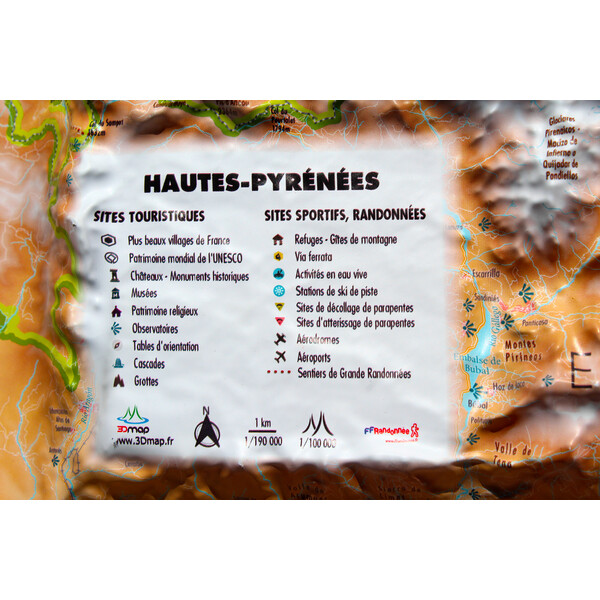 3Dmap Harta regionala Hautes-Pyrénées (61cm x 41cm)