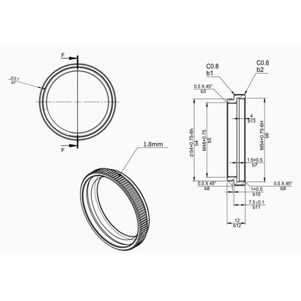 ZWO tub extensie 7,5 mm M54