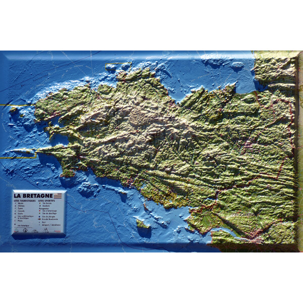 3Dmap Harta regionala Carte en relief de la Bretagne (61 cm x 41 cm)