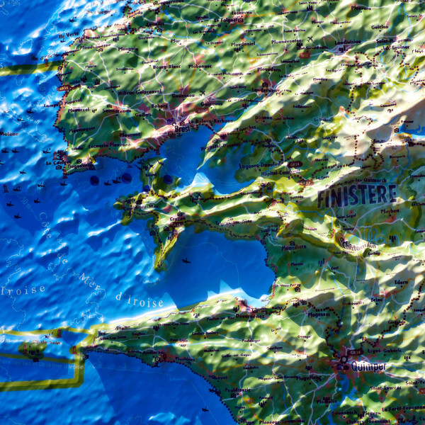 3Dmap Harta regionala Carte en relief de la Bretagne (61 cm x 41 cm)