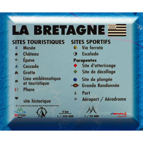 3Dmap Harta regionala Carte en relief de la Bretagne (61 cm x 41 cm)