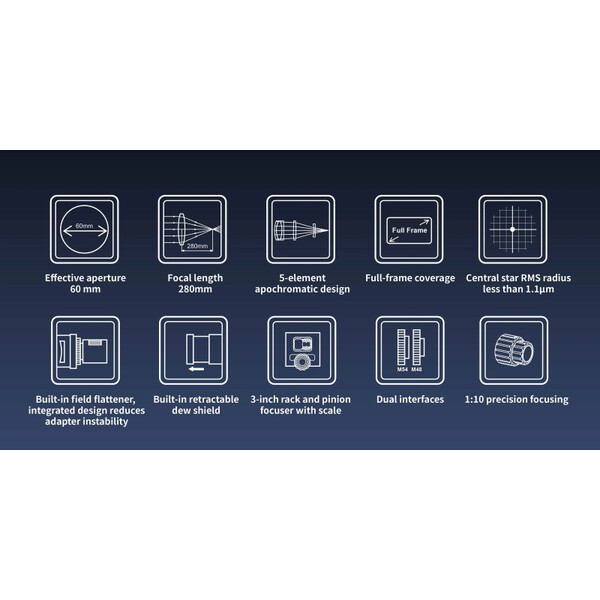 ToupTek Refractor apochromat HOPE D60 60/280 f/4.66