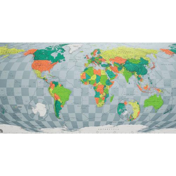 The Future Mapping Company Harta lumii Colour Map verde-roşu-portocaliu-albastru, magnetică