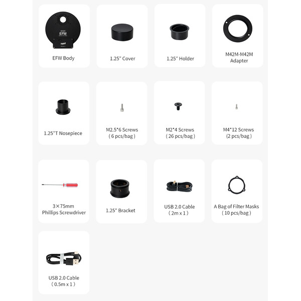 ZWO Roată de filtre EFW 8x 1,25"