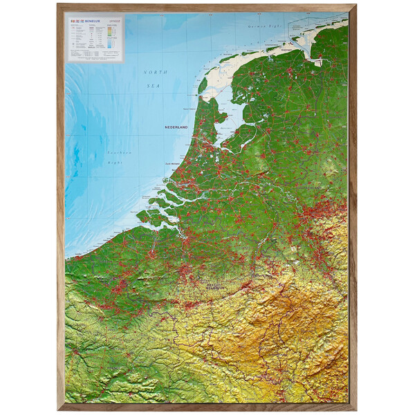 Georelief Harta regionala Benelux (57 x 77 cm)