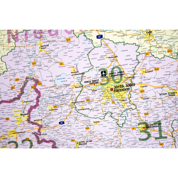 GeoMetro Harta regionala Coduri poștale din Saxonia Inferioară (100 x 110 cm)