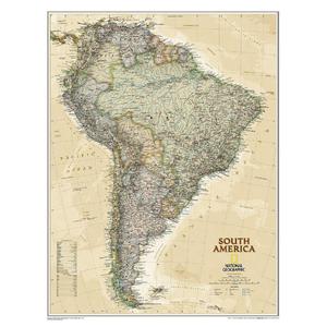 National Geographic Hartă America de Sud design antic