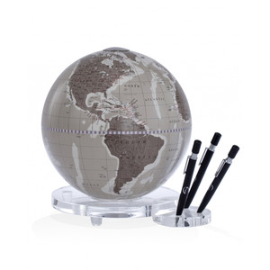 Zoffoli desk globe Balance warm grey with pen holder 22cm
