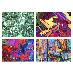 LIEDER Preparate microscop, 4 buc, sectiune roci slefuite, seria IV: fosile si meteoriti