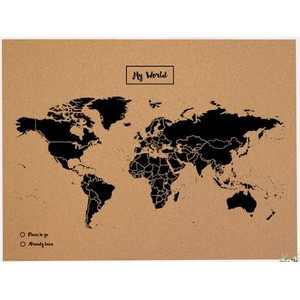 Miss Wood Harta lumii Woody Map Natural Cork XL black