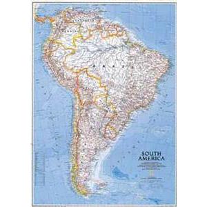 National Geographic Hartă continentală Harta politică America de Sud