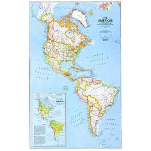 National Geographic Hartă continentală Harta continentului America de Nord și America de Sud, politică (laminată)