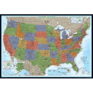 National Geographic Harta Hartă SUA politică decorativă, mare, laminată