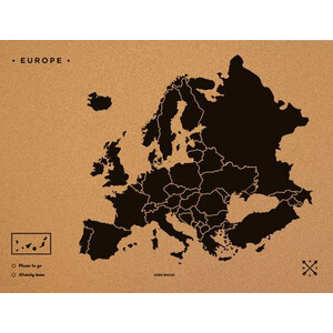 Miss Wood Hartă continentală Woody Map Europa schwarz XL