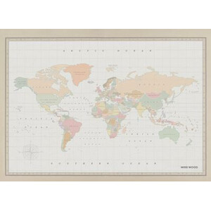 Miss Wood Harta lumii Woody Map Watercolor Colonial XL