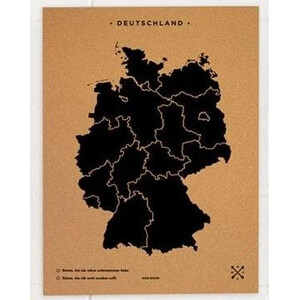 Miss Wood Harta Woody Map Countries Deutschland Cork L black (60 x 45 cm)