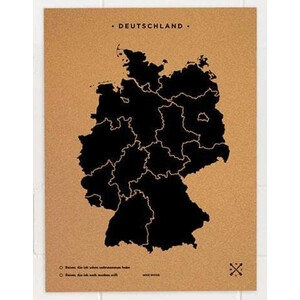 Miss Wood Harta Woody Map Countries Deutschland Cork XL black (90 x 60 cm)