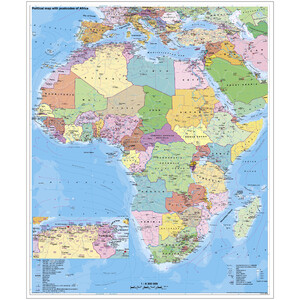 Stiefel Hartă continentală Africa politică cu cod poștal pe placă pentru pin și magnetic