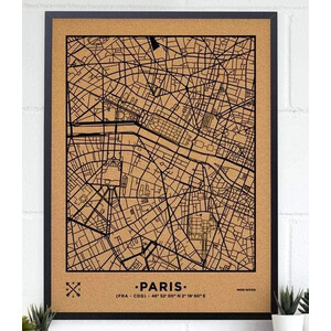 Miss Wood Harta regionala Woody Map Natural Paris XL Black