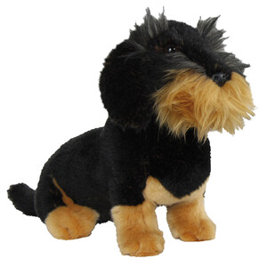 AKAH DACHSHUND CU PĂRUL ASPRU DE PLUȘ, AȘEZAT MIC 23 CM