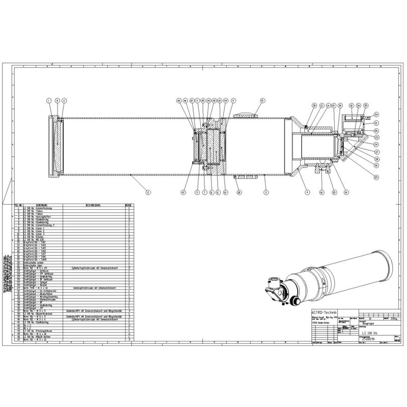 Lunt Solar Systems Telescop solar Lunt ST 100/800 LS100T Ha B1200 FT PT OTA