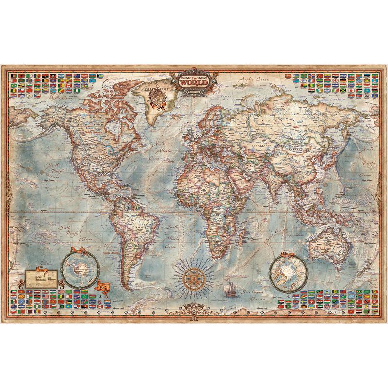 RayWorld Harta lumii Hartă antică Executive, laminată