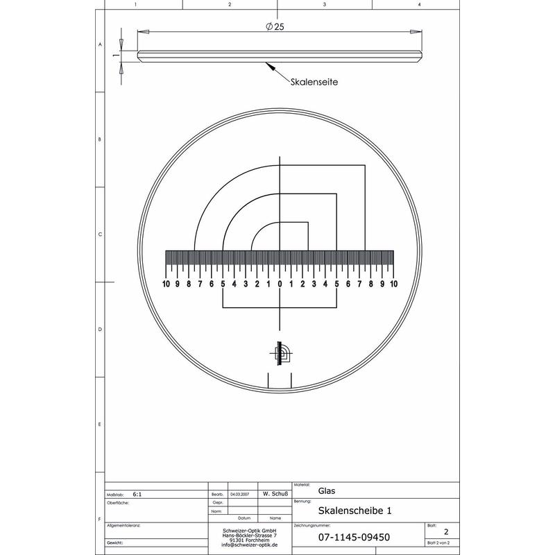 Schweizer Scală 1 pentru lupe cu suport Tech-Line
