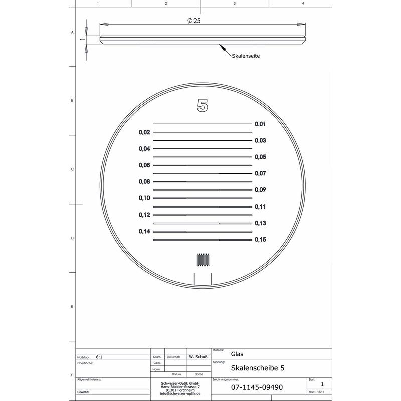 Schweizer Scală 5 pentru lupe cu suport Tech-Line