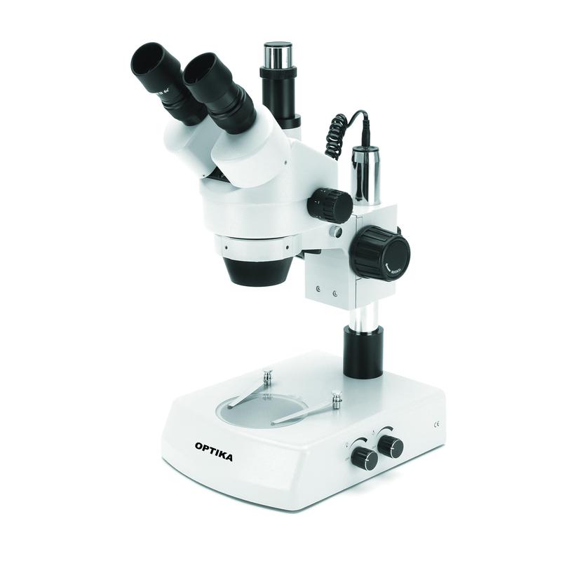 Optika   Microscop stereo zoom trinocular SZM-2LED 7x-45x, LED lumină incidentă şi transmisă