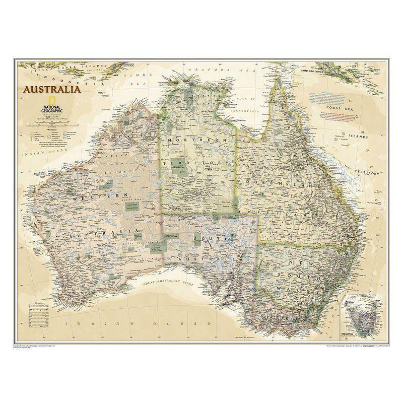 National Geographic Hartă Australia design antic