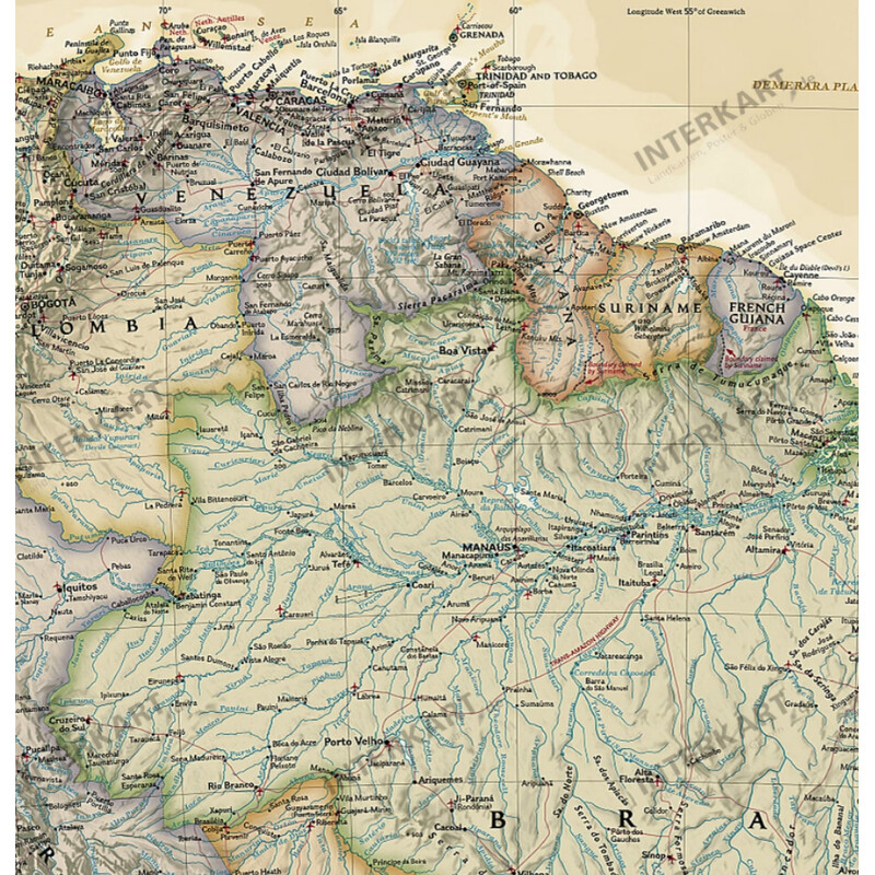 National Geographic Hartă America de Sud design antic