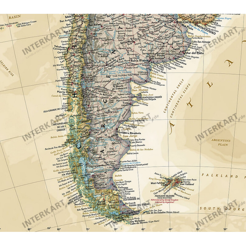 National Geographic Hartă America de Sud design antic