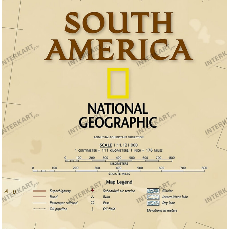 National Geographic Hartă America de Sud design antic