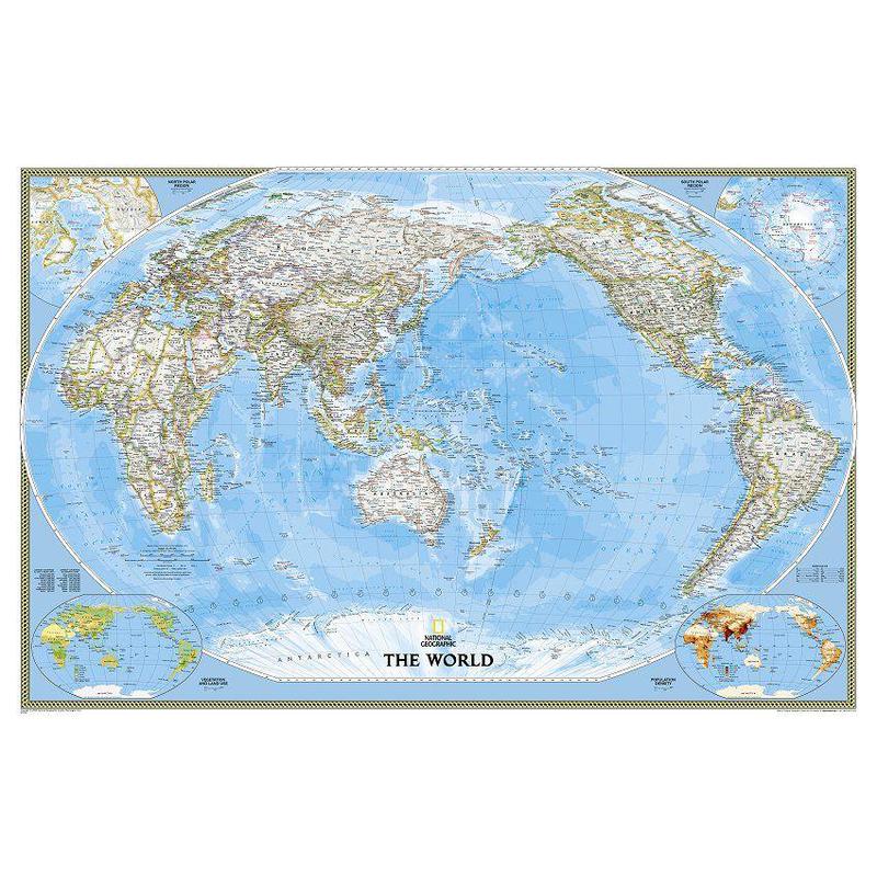National Geographic Harta politică a lumii centrată pe Pacific