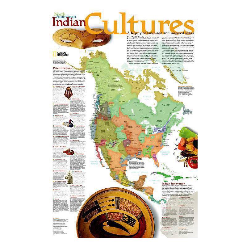 National Geographic Hartă continentală Culturile indienilor