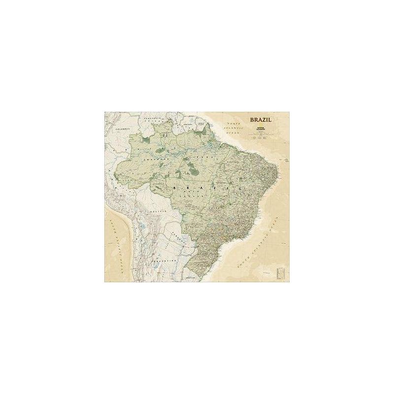 National Geographic Harta Hartă Brazilia stil antic laminată