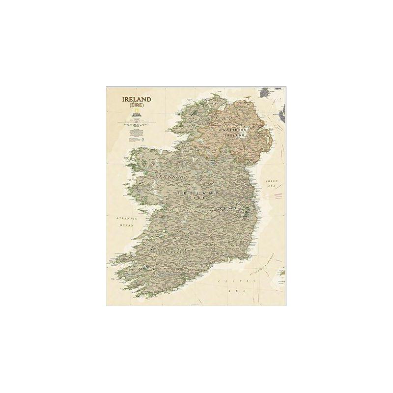 National Geographic Harta Hartă Irlanda stil antic laminată