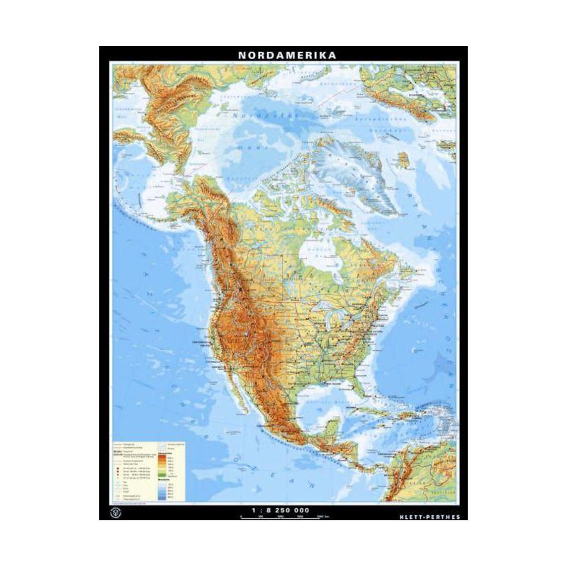 Klett-Perthes Verlag Hartă continentală America de Nord fizică / politică (P) faţă-verso