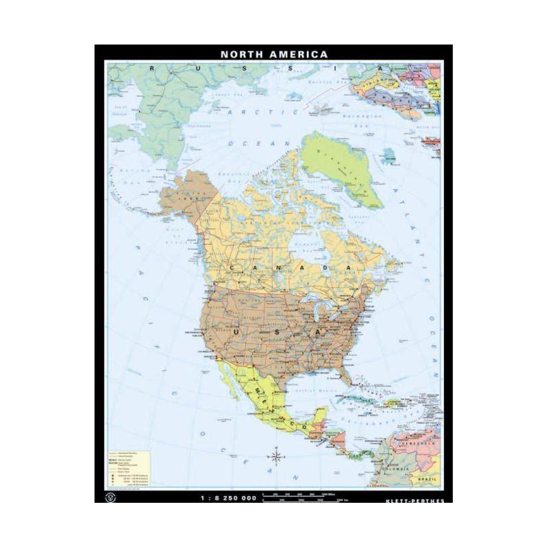 Klett-Perthes Verlag Hartă continentală America de Nord fizică / politică (P) faţă-verso