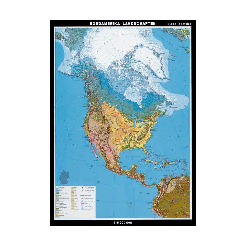 Klett-Perthes Verlag Harta continent America de Nord tipuri de peisaje