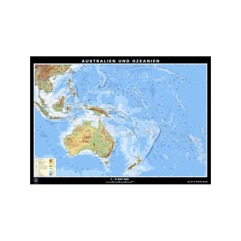 Klett-Perthes Verlag Harta Australieei şi Oceaniei fizică / politică (P) faţă-verso