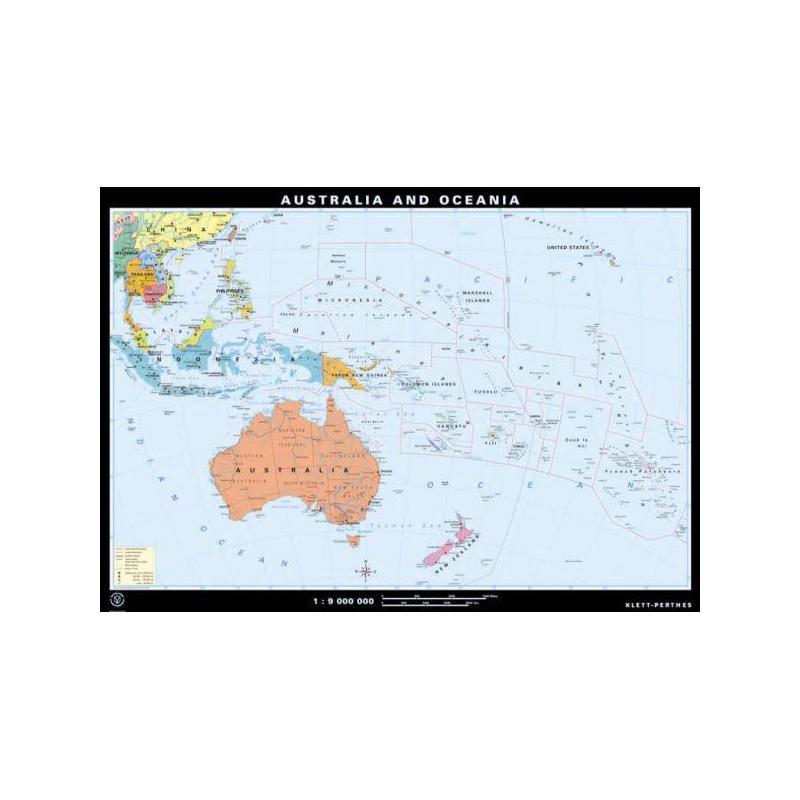 Klett-Perthes Verlag Harta Australieei şi Oceaniei fizică / politică (P) faţă-verso