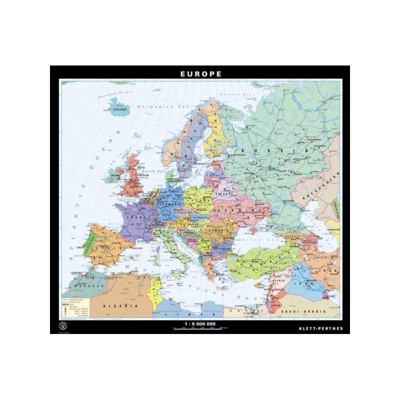 Klett-Perthes Verlag Hartă continentală Harta politică a Europei mută (AWB) faţă-verso