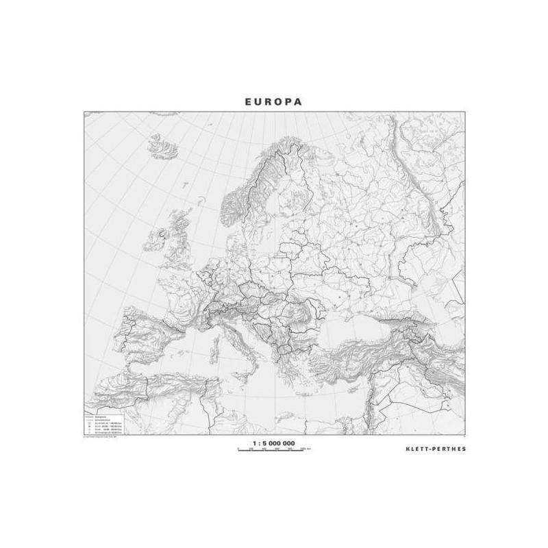 Klett-Perthes Verlag Hartă continentală Harta politică a Europei mută (AWB) faţă-verso
